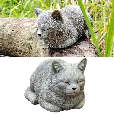 New Outdoor Garden Lawn Art Garden Cat Statue Durable Resin Animal Statue Home Decor Crafts Resin Sculpture