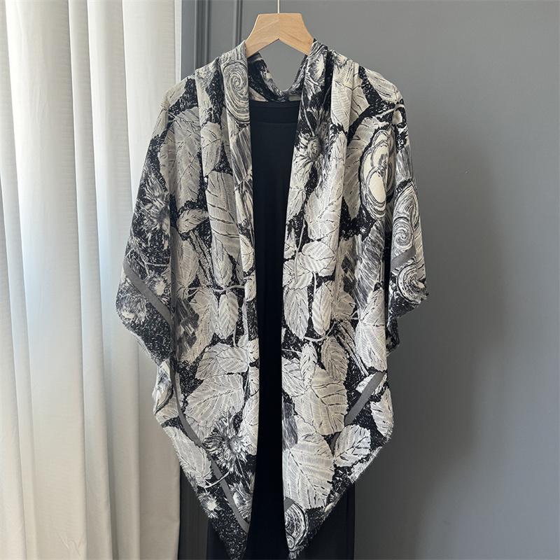 Wintermode 130 cm Quadratisch Hübsches Florales Dickes Viskose-Schaltuch Schal Dame Hochwertiger Wickel Pashmina Stola Bufandas Muslimischer Hijab