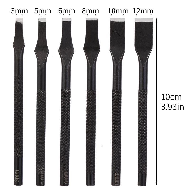 

6pcs Leather Punch Set 3-12mm Flat Tip Straight Punch Hollow Cutter DIY Leather Craft Tool Belt Hole Punch Hand Tool Set