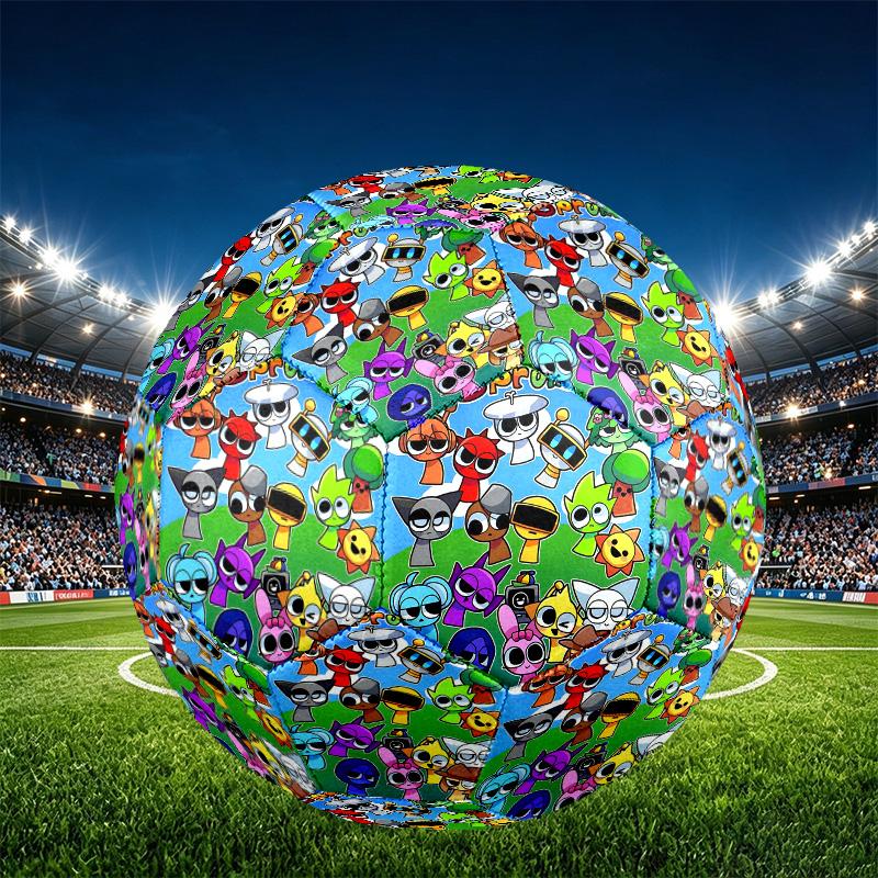 Sprunki Game Print Size 5 Soccer Ball, PU Wear Resistant Football for Match Training and Daily Practice, Birthday Gift for Soccer Fans