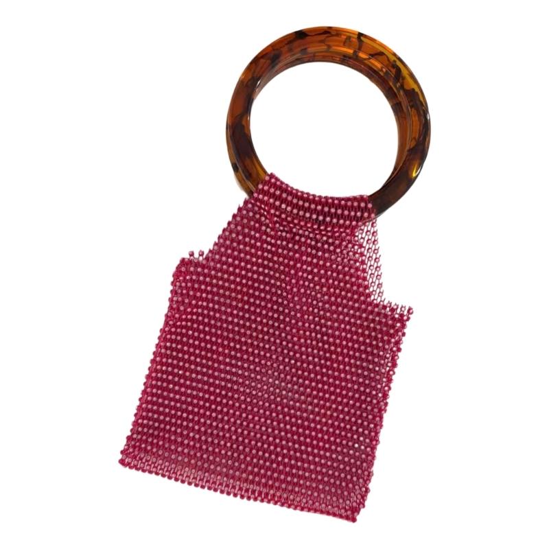 

Sparkling Crystal Embellished Handwoven Cosmetic Travel Pouch Woven Diamonds Storage Bag for Daily Accessories 1
