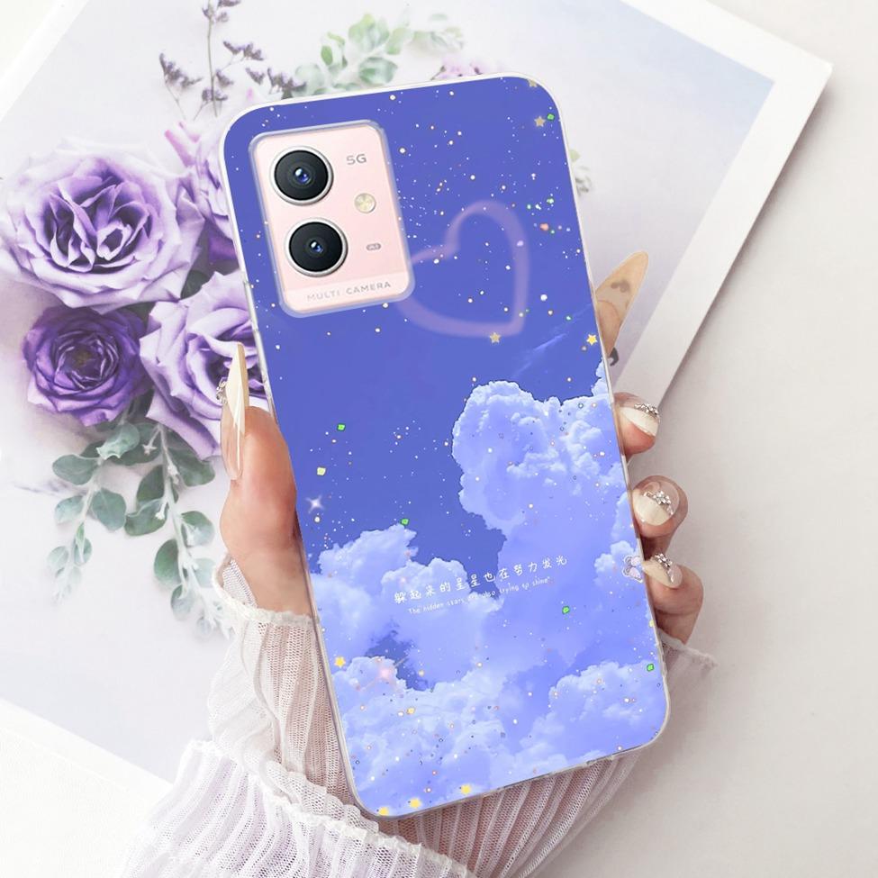 For Vivo Y33s 5G Clear Case Aesthetic Luxury Cute Cat Fashion Butterfly Funny Painted Casing For Vivo V2166A