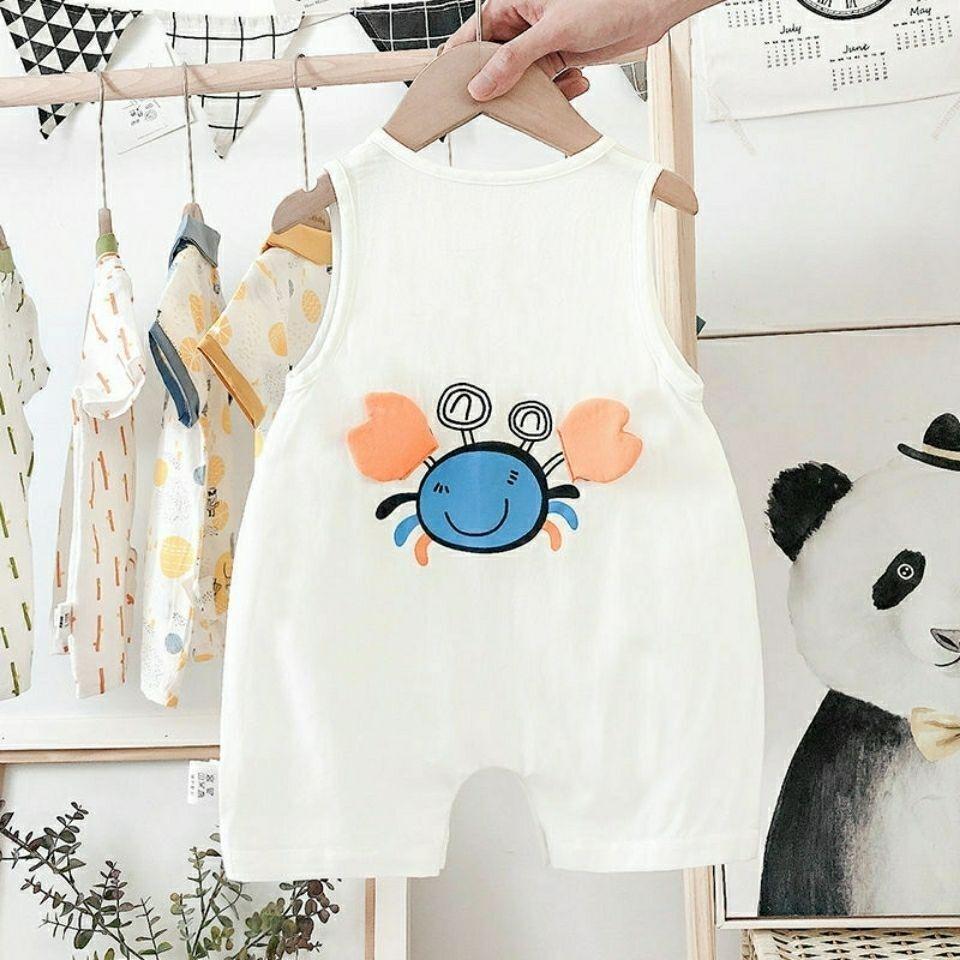 Newborn Cartoon Print Sleeveless Baby Onesie - Unisex Summer Bodysuit 73 cm белый