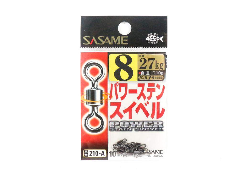 Sasame 210-A Power Stain Swivel Smooth Spin Black Size 8 (0822)