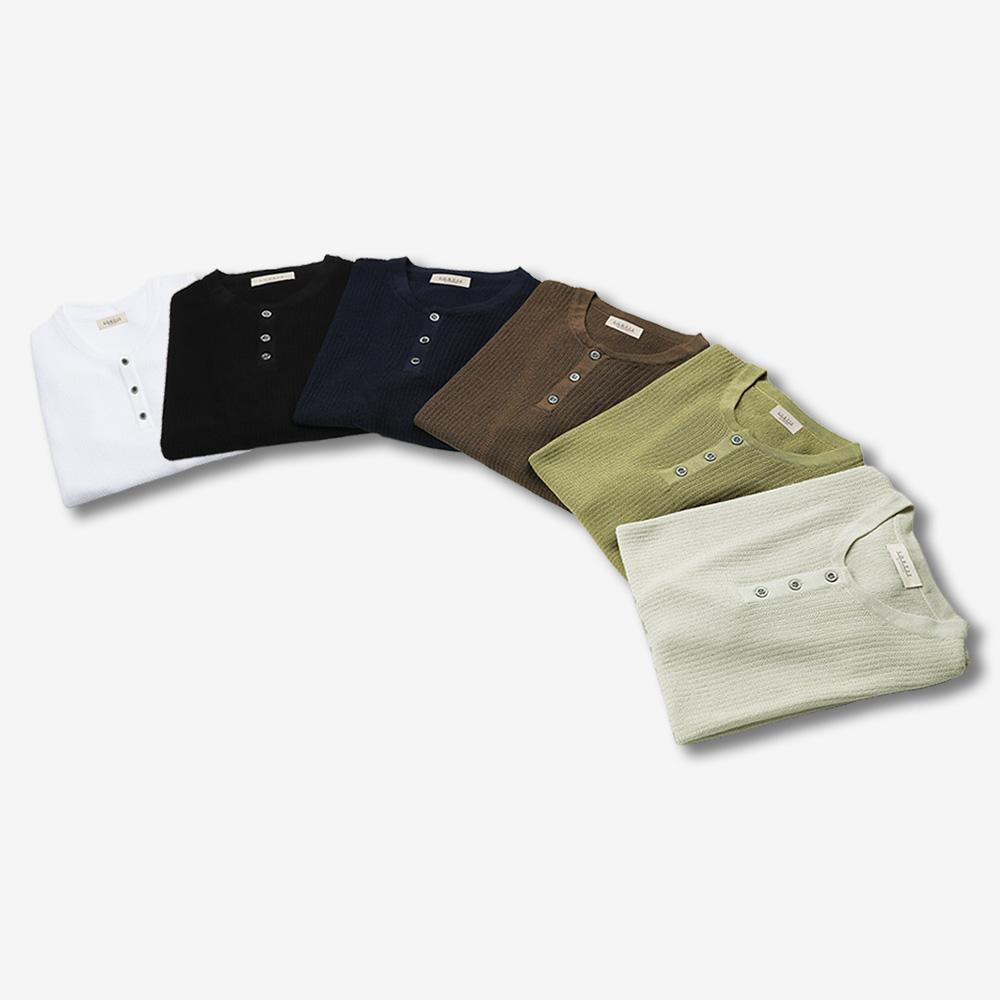 Solti Texture Henly Neck Knit (Navy)