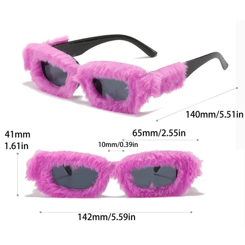 Soft Full Woollen Sunglasses Women For Men  Trend Fur Velvet Pink Sun Glasses Female Luxury Brand Designer Eyeglasses Uv400