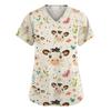 Women's Fashion V-Neck Short Sleeve Overalls With Pockets  Print Tops  Clothes
