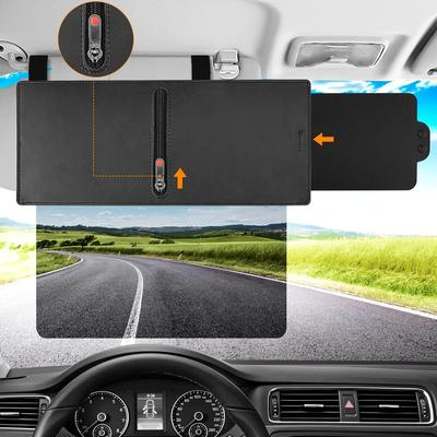 Sun Visor Extender For Car, Polarized Car Visor Extender With Zipper, One Pull Down Sunshade & One Side Shade Sun Block Piece For Protection From Sun