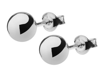 Silver Ball Earrings 6mm Women's Shiny Studs Little Balls Silver 925