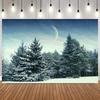 Winter Dreamy Natural Scene Photo Background Pine Forest Snow Mountain Christmas Party Home Decor Photography Backdrops Prop15
