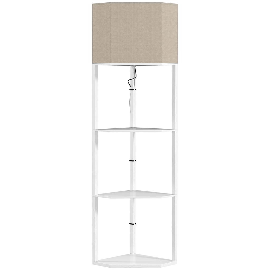 Three-Shelf Corner Floor Lamp - White