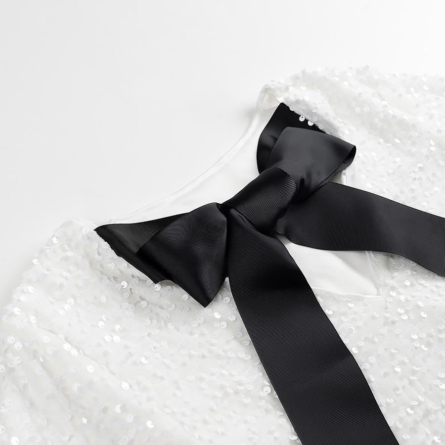 2025 Spring Women's European-American Style Sequin Bow Loose Dress