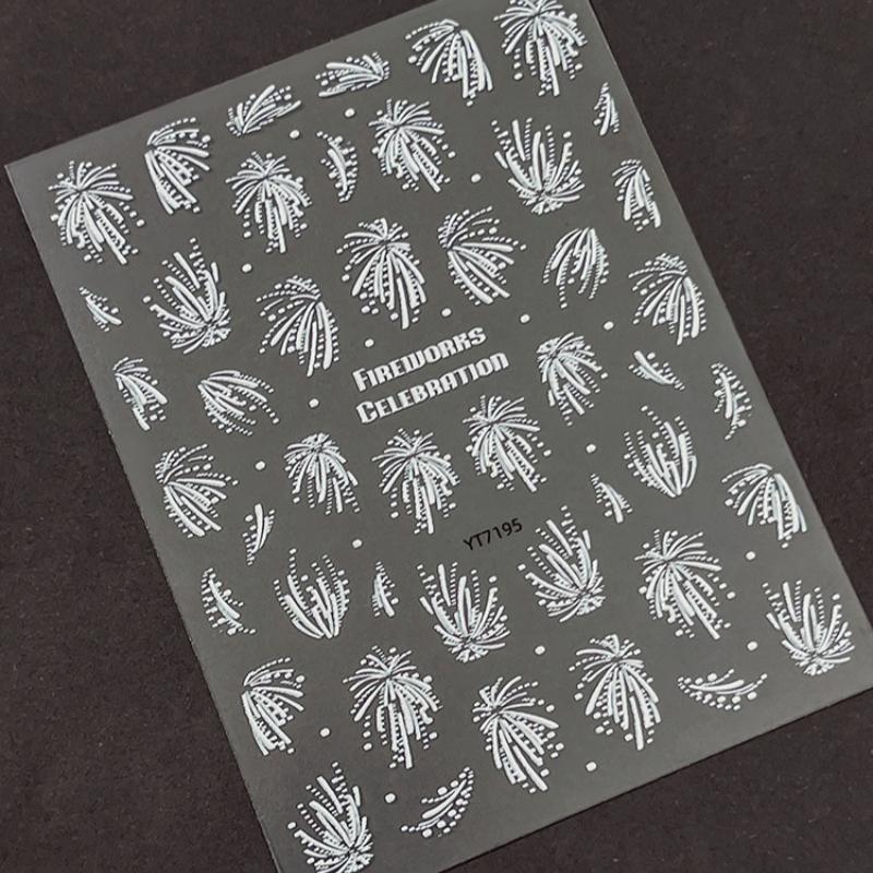 

Fireworks Nail Stickers Rainbow Laser Silver Pink Blooming Firework New Year Celebration Nail Art Decals Decoration A1