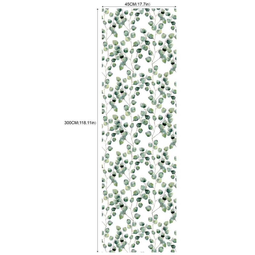 Removable Seamless Self-Adhesive Wallpaper for Living Room Background (Green Plants and Flowers)