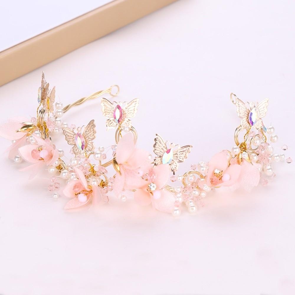 Elegant Pink Floral Crown Vintage Princess Rhinestone Tiara  Photography Props