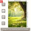 2D Flat Party Backdrop Banner - Spring Forest with Lush Green Grass & Blooming Flowers