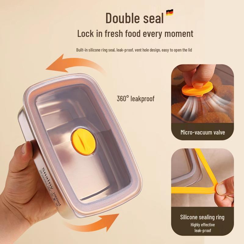 Stainless Steel Food Grade Refrigerator Bento Box with Lid - Sealed, Freezer-Safe Fresh Keeping Box
