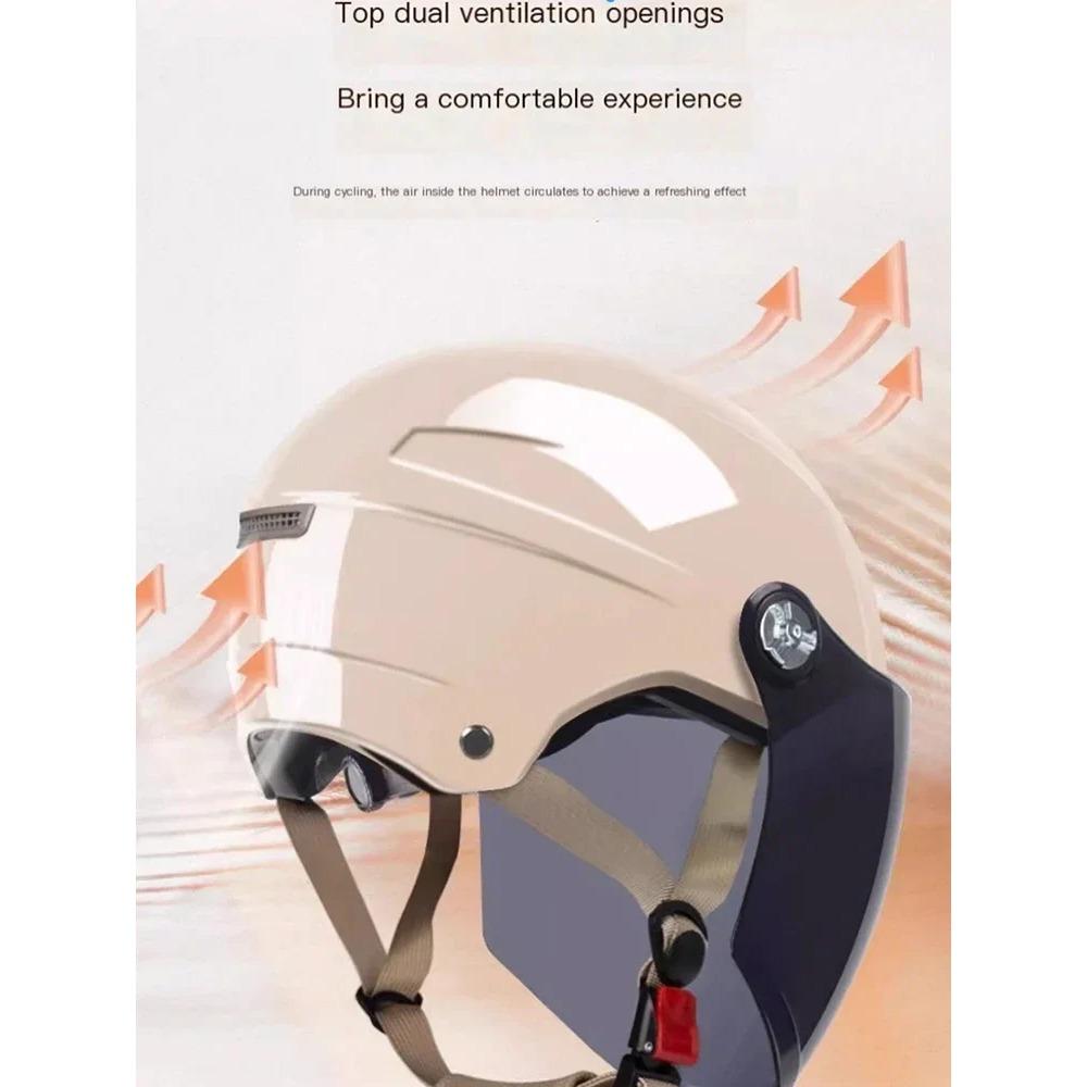 Motorcycle Helmet for Woman Men Electric Bike Half Helmet in Summer with long visor