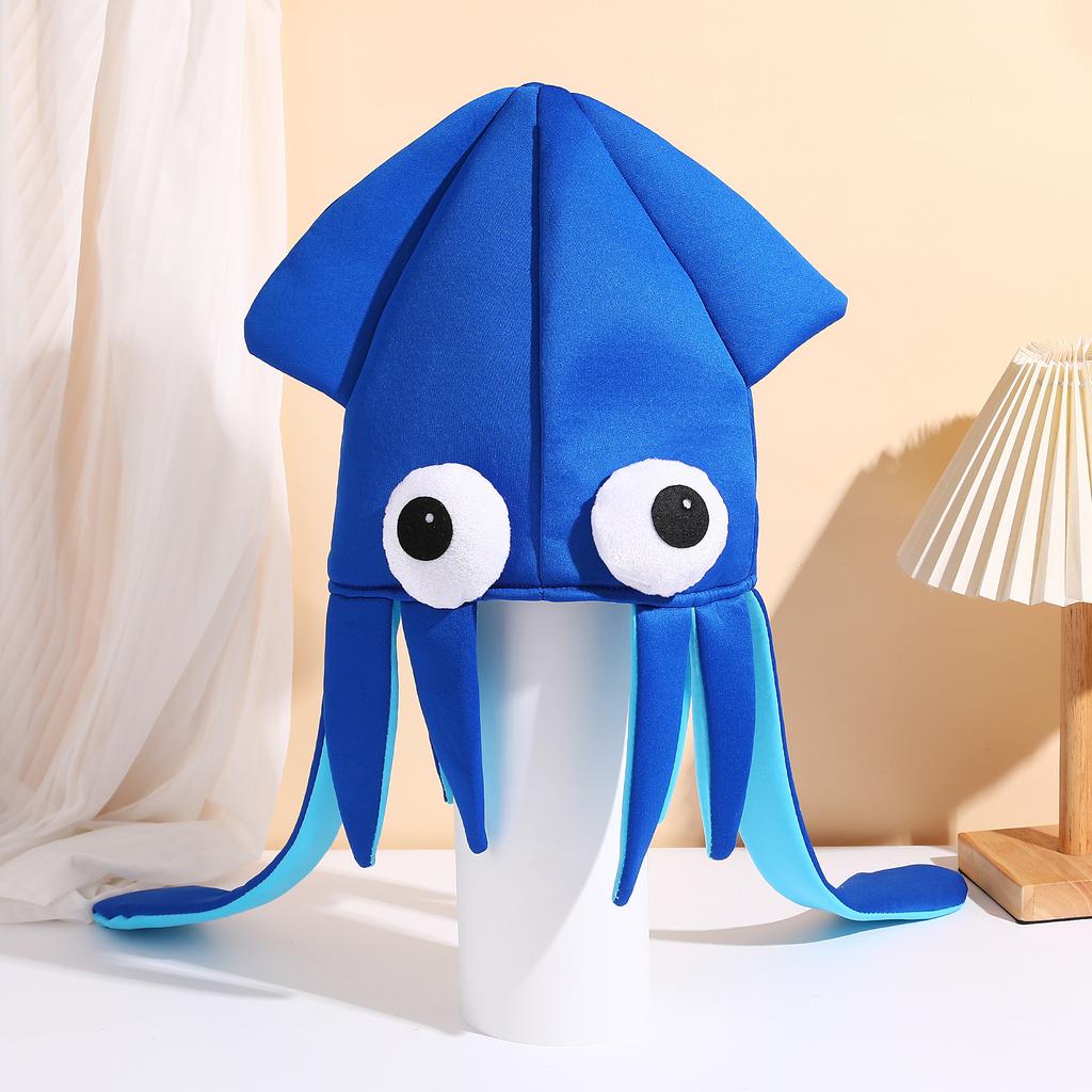 Four-Color Velvet Plush Squid Cuttlefish and Octopus Cap 100% Cotton Winter Party Performance Prop Novelty Toy Funny Hat