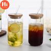 Hi Durable Tea Juice Milk Glass Cup Can Shape Coffee Mug Wine Glass Drink Cup With Straw High Borosilicate Glass Drinkware