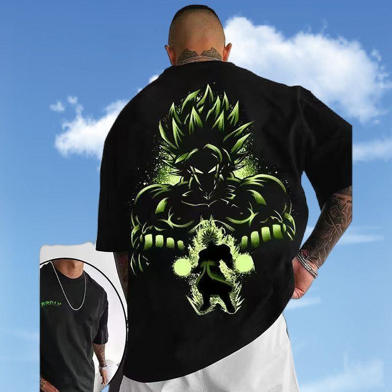 

Dragon Ball Z Trend 2026 Summer Popular Mens ExtraLarge Cotton TShirt Black Anime Pattern Print Street Style 4XL