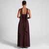 European and American spring/summer color blocked women's strapless slimming style street off shoulder dress