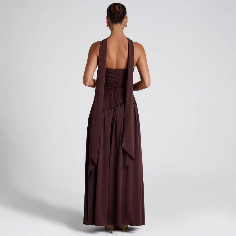European and American spring/summer color blocked women's strapless slimming style street off shoulder dress