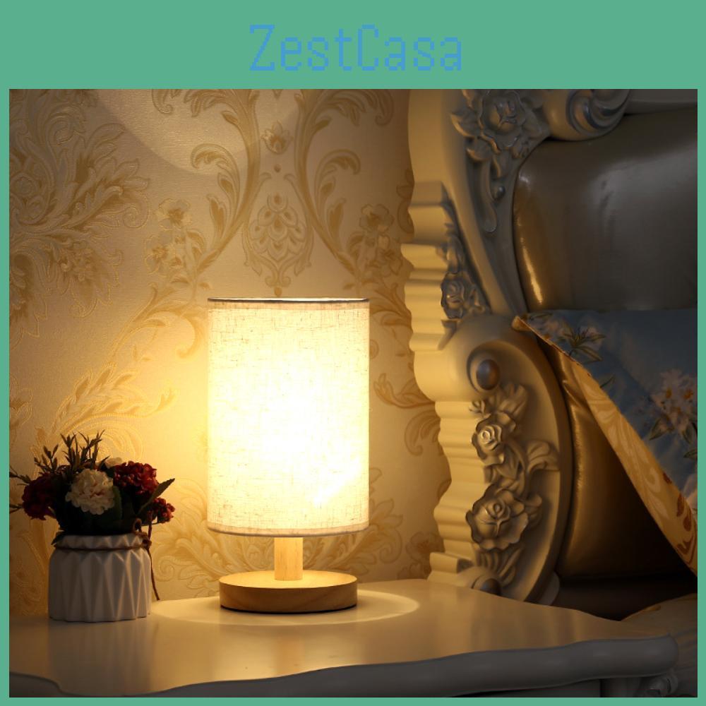Decoration Fabric Solid Wood Usb Table Lamp Bedroom Bedside Study Led Night Light