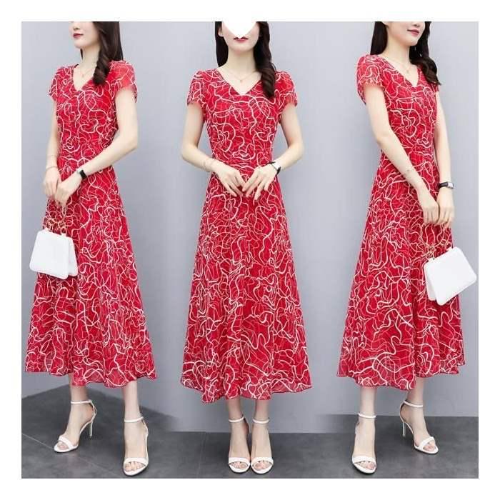 Plus Size Floral Print Slimming Summer Dress for Women - Short Sleeve, Loose Fit