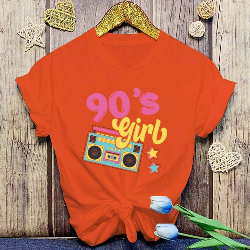 New Funny 90'S Girls Printed T-Shirts Fashion Women Short Sleeve Cool Summer Casual Tops 90'S Girls Female Shirt Tees