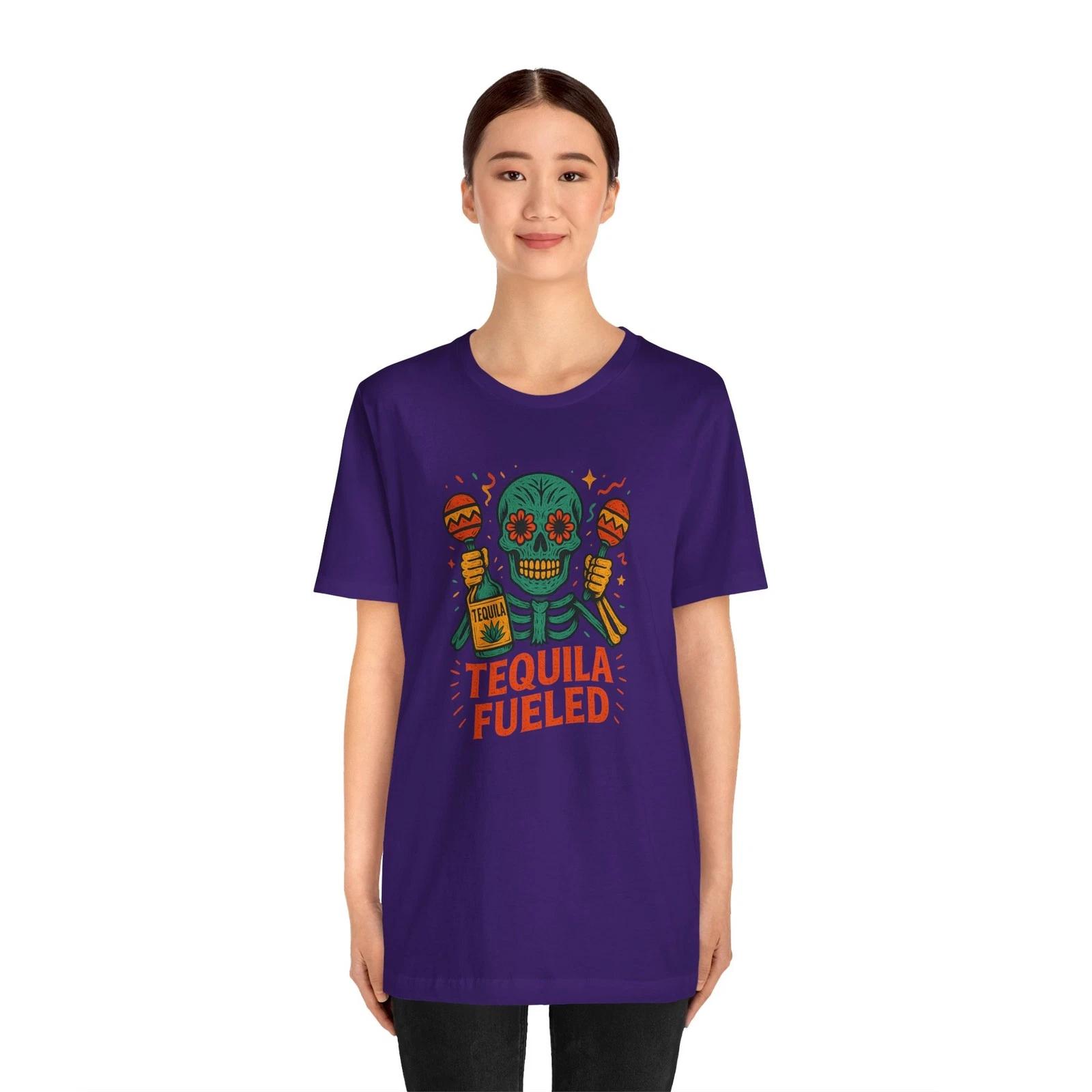

Tequila Fueled Skeleton T-Shirt Funny Fiesta Day of the Dead Tee M