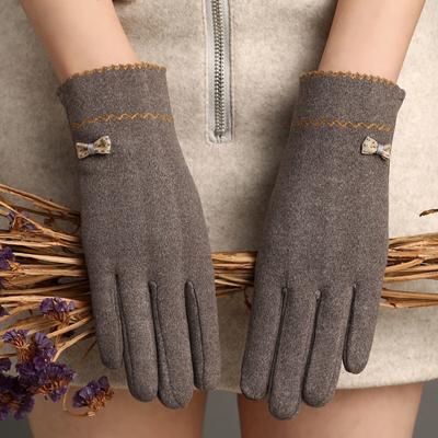 Herbst Winter Neu Damen Warmhalten Touchscreen Dünnes Fleece Winddicht Elastizität Handschuhe Elegant Weiblich Retusche Schleife Schlicht