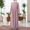 Women Casual Round Neck Solid Color Long Sleeve Loose Dress