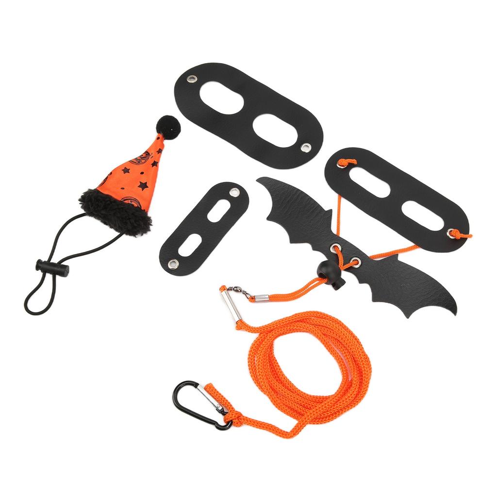 Echsen Leinen Geschirr Set Niedliches Verstellbares Reptilien Zugseil mit Hut Fledermausflügel für Halloween