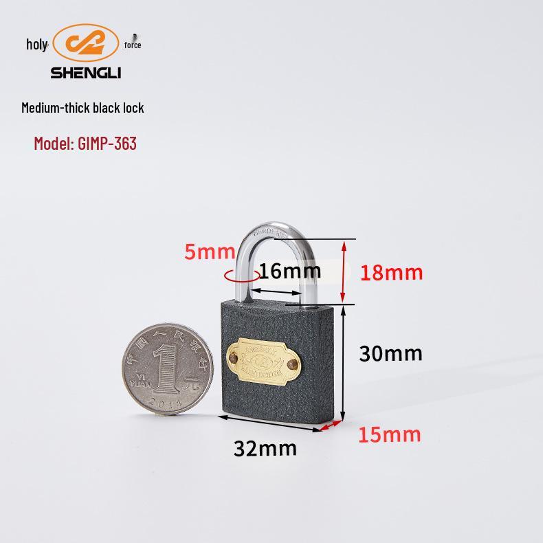 Cadenas Shenli Noir Épais avec Noyau en Fer et Clé Plate