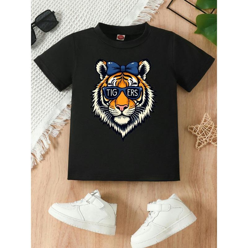 

European sizes An Adorable And Playful Tiger Head Design T-shirt 98cm чёрный