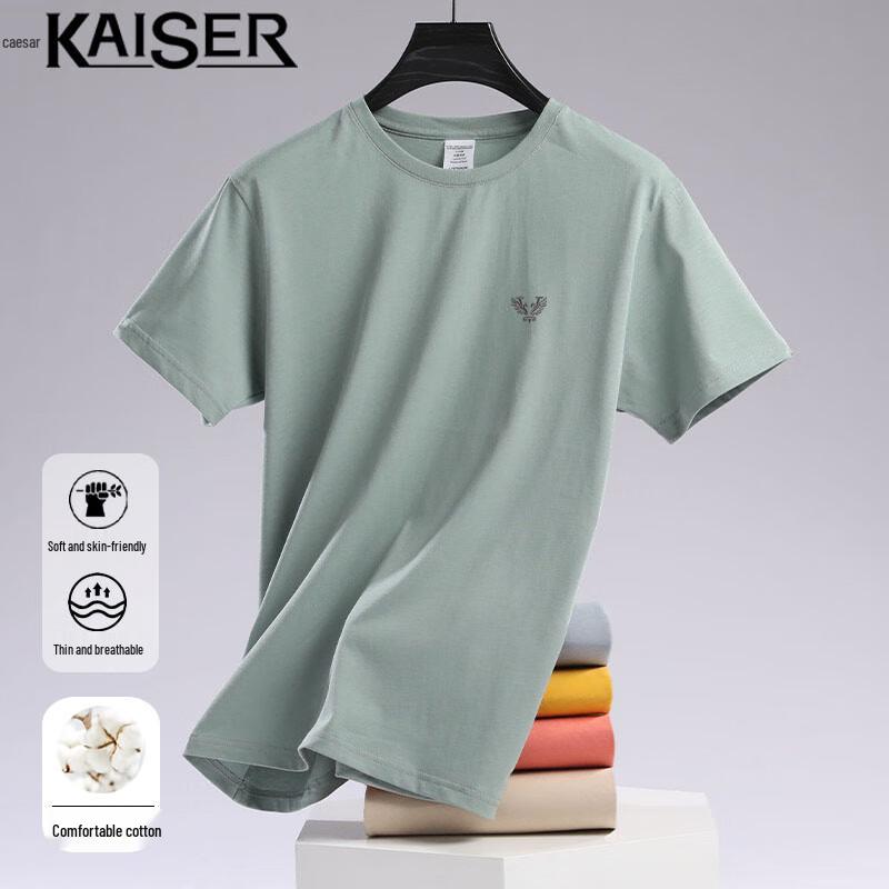 Caesar Men s Embroidered Pure Cotton Round Neck T-Shirt KS007 2XL
