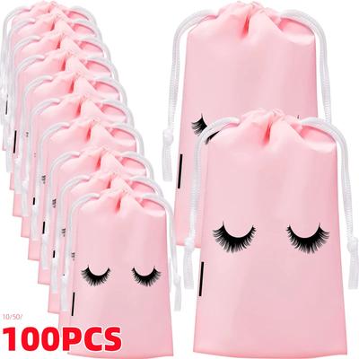 50 Pcs Eyelash Aftercare Reusable Bag Eyebrow Cosmetic Bags Lashes Extension Supplies Beauty Travel Pouch Makeup Tools