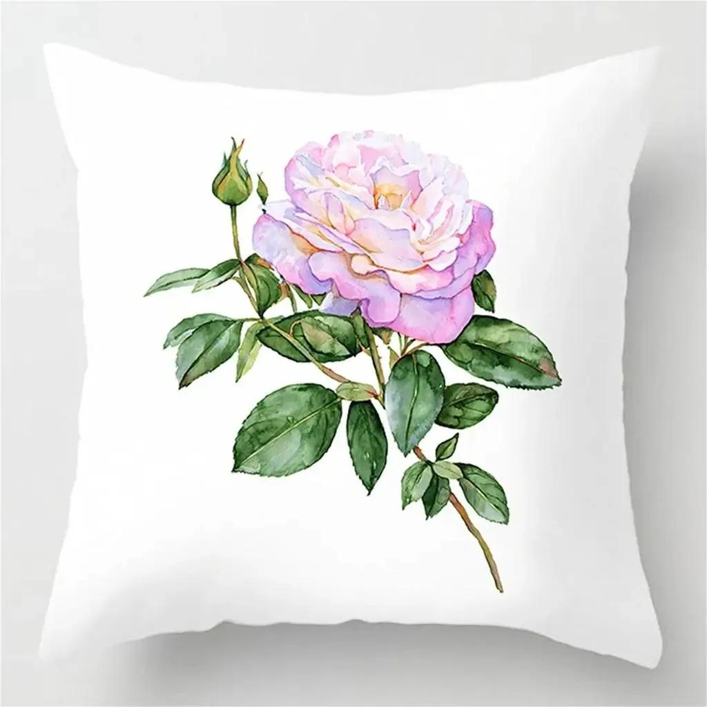 Home Decor Floral Rose Watercolor Pillow Covers for Home Pattern Cushion Cover Suitable for Sofa Bedroom Car Pillow Cover