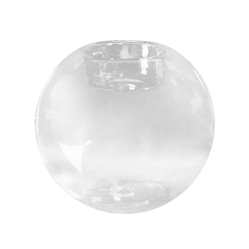 Round Glass Candle Holder Transparent Candlestick Ornaments Home Bar Decorations