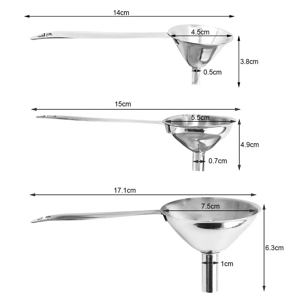 3pcs Stainless Steel Funnel Set Hanging-ring Mountable For Home Kitchen Oil Juice Jams Spirits Transfering Hand Tool Parts