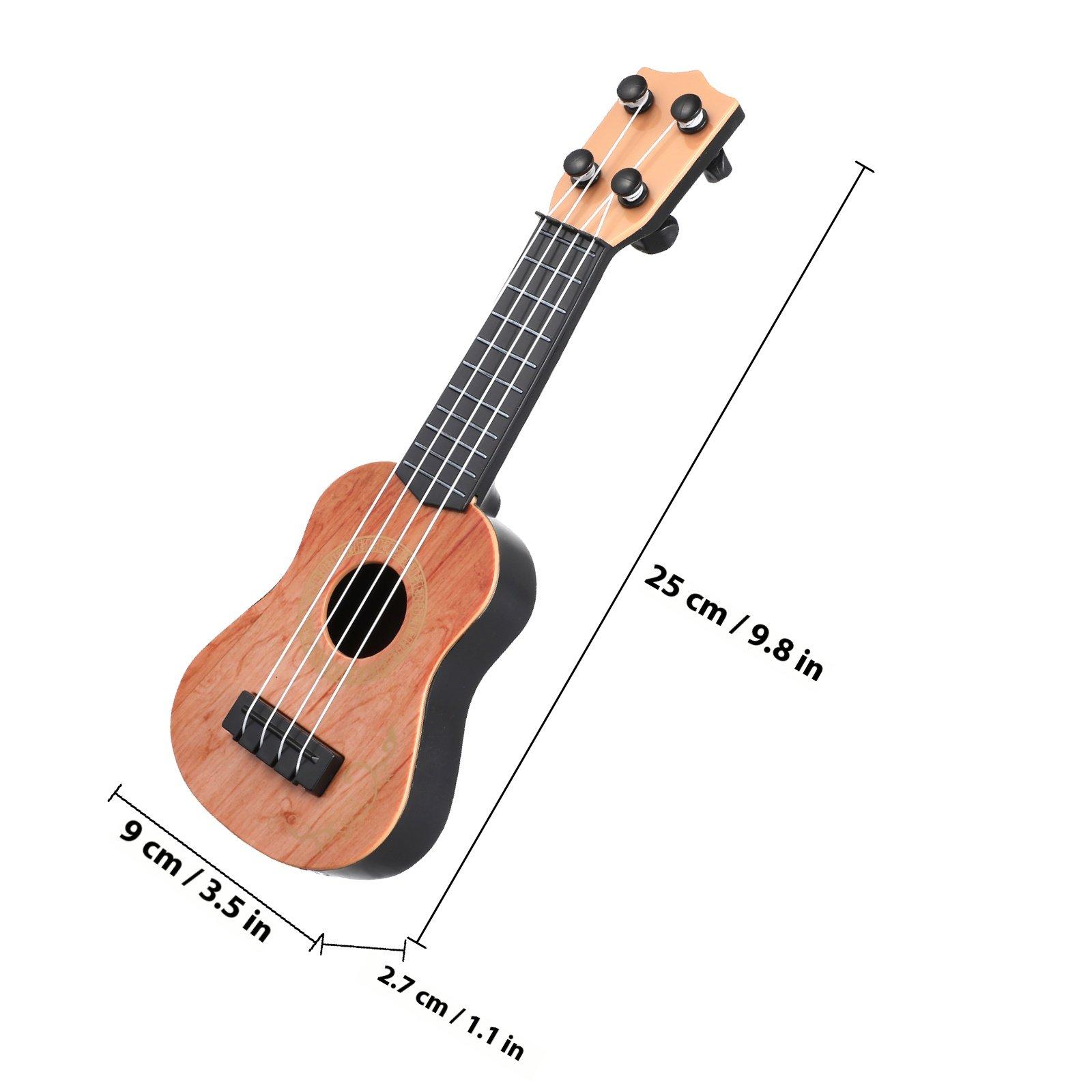 

Miniature Ukulele Plastic Small Guitar Musical Instrument Simulation Kids Beginners Introductory Learning Plaything светло-коричневого