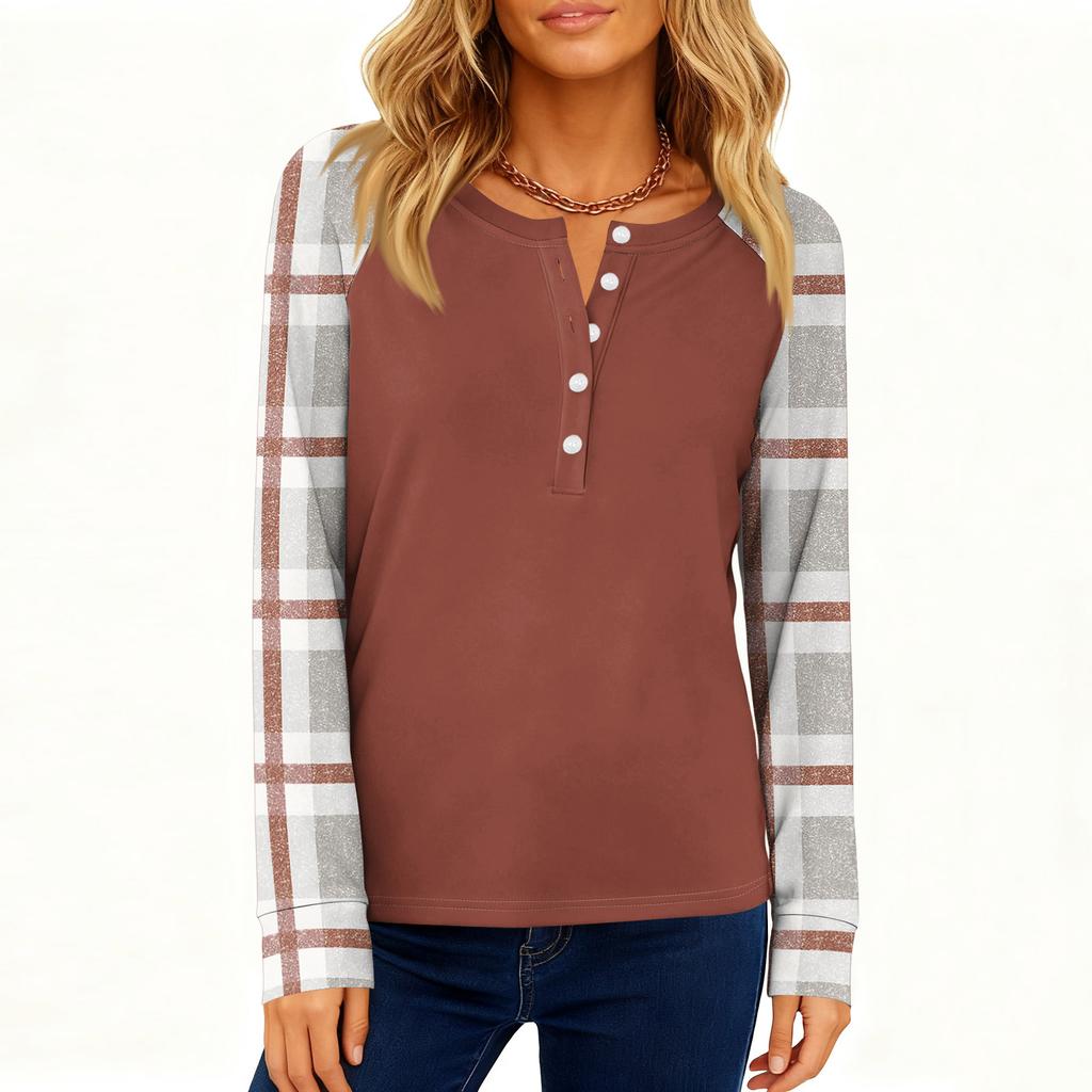 Damenmode Locker Langarm Rundhals Casual Oberteil