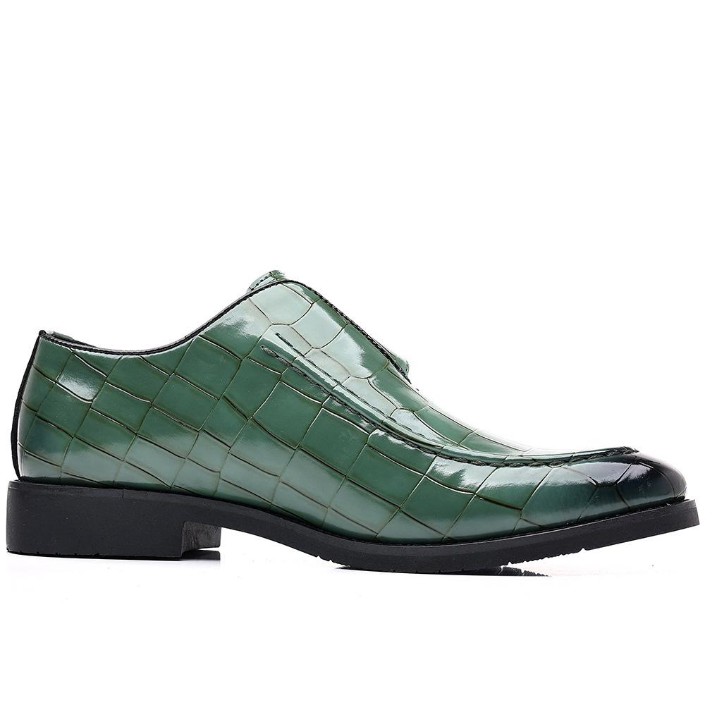 

Кожаная обувь большого размера мужская деловая клетчатая обувь модные лоферы с пряжкой британская внешнеторговая повседневная обувь 48 зелёный