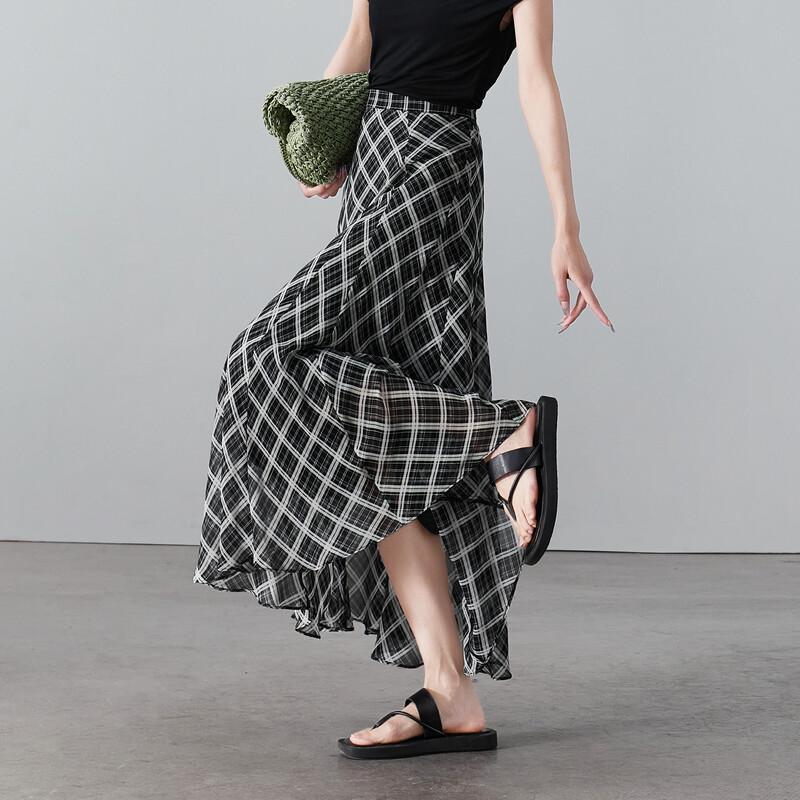SOFSIL 2026 Summer Retro Plaid A-Line Skirt
