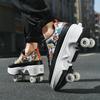 Transformable Dual-Use Roller Skates: 4-Wheel To Inline, Ice, & Walking Shoes