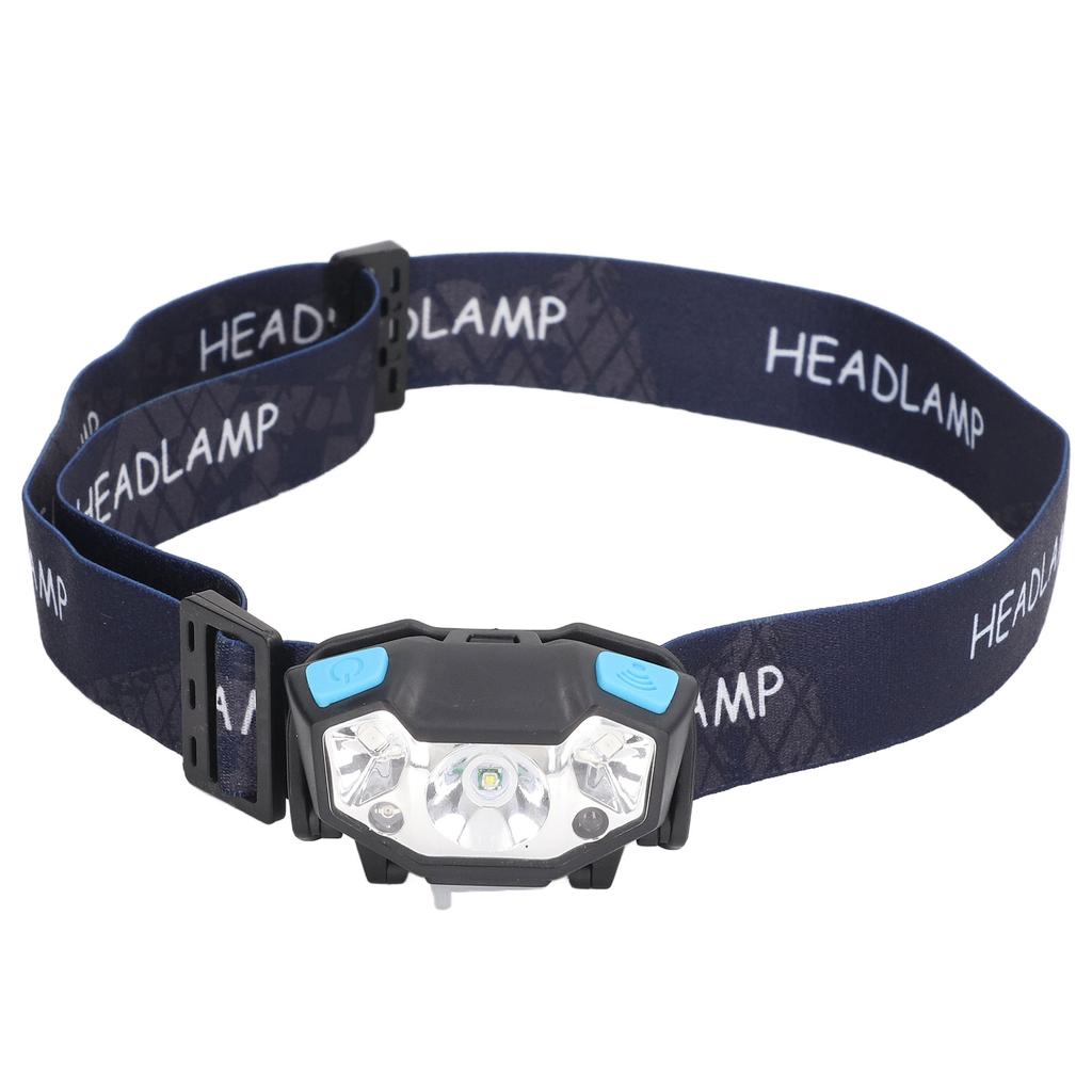 Headlamp USB Charging Waterproof Head Light High Brightness with Sensor for Outdoor Black