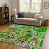 City Street Road Traffic Race Track Child Interaction Game Cartoon Living Room Kid Playroom Non-Slip Area Rug Carpet for Bedroom