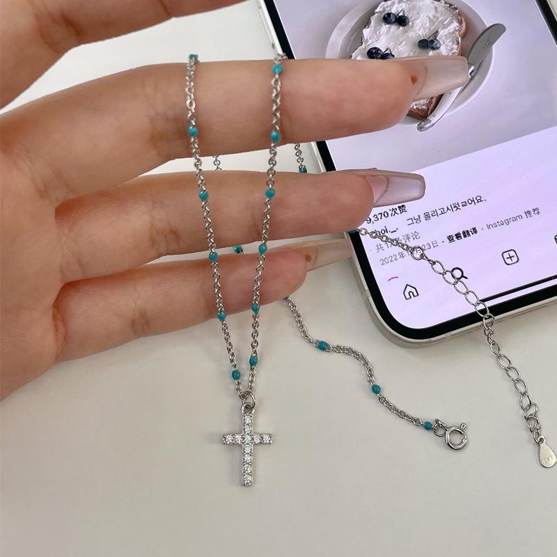 

Ожерелье-чокер из серебра 925 пробы в европейском и американском стиле с бусинами - простые, универсальные аксессуары для женщин 925 Silver платиновый