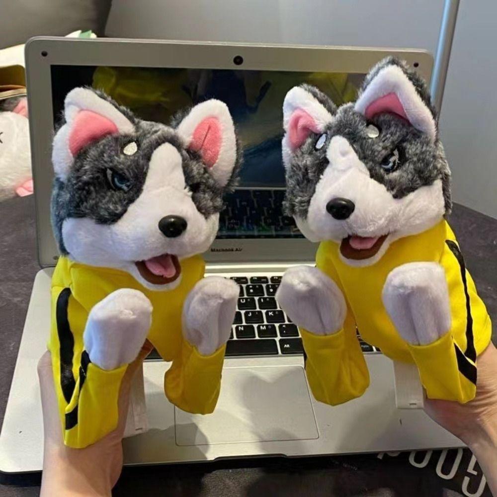 1/2Pcs with Sound Husky Vocal Hand Puppet Plush Interactive Toy Funny Tricky Doll